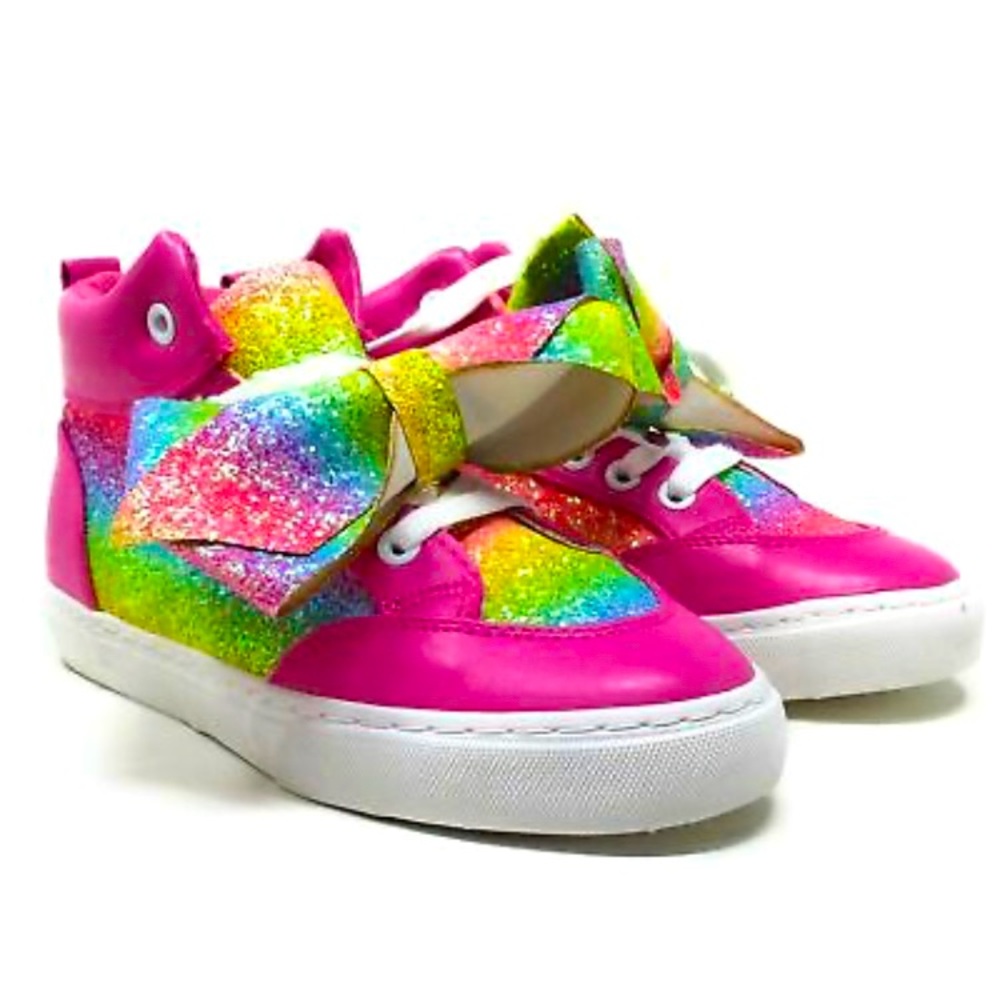 JOJO Siwa Big Girl's JOJO Glitter Rainbow Sneakers Multi Pink Size 4 US